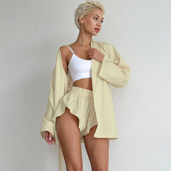 Damer luftig loungewear-sæt med asymmetrisk skæring og elastisk talje Stilla