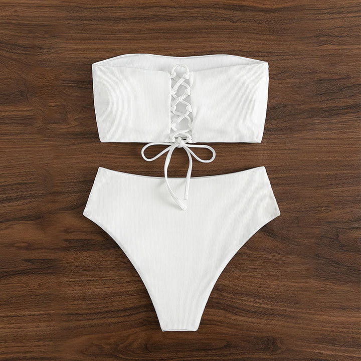 Dame Ribbet Bandeau Bikini Sæt Stilla