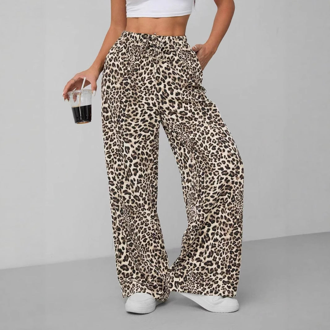 Dame Relaxed Fit Leopardmønster Palazzo Bukser Stilla