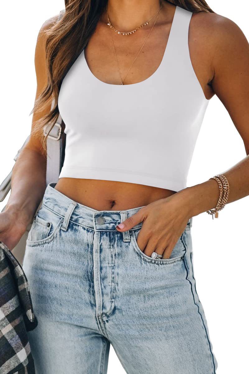 Dame sporty crop-top med brede stropper og tætsiddende snit Stilla