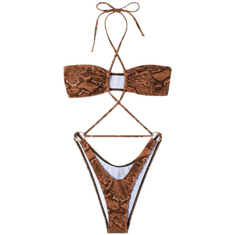 Dame triangel-bikini med raffineret krydsdesign Skovae