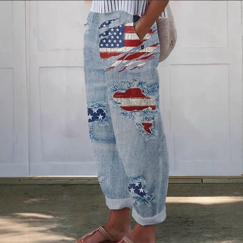 Dame jeans med amerikansk motiv Stilla