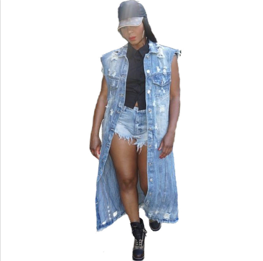 Dame Langærmet Denim Jakke Stilla