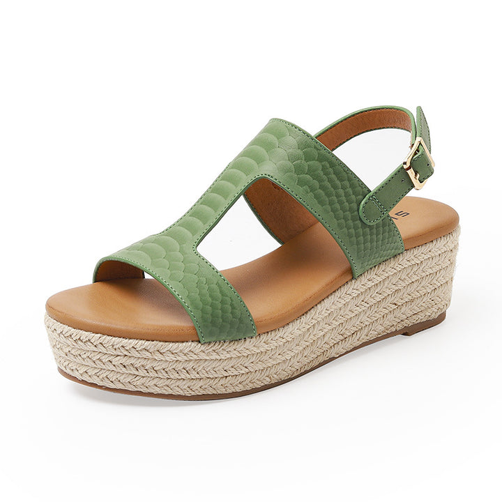 Dame Wedgesandaler med elegant rem og fletet jute sål Stilla