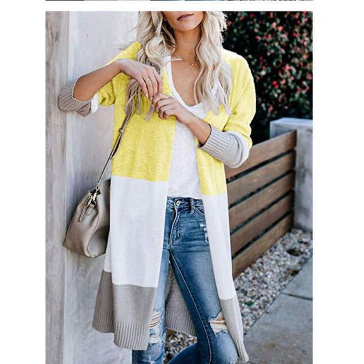 Kvinders fashionabel strik cardigan med farveblok striber Stilla