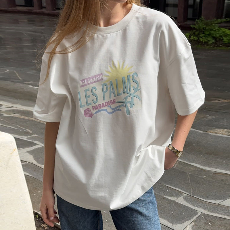Dame Oversized T-Shirt med kreativt print og afslappet snit Stilla