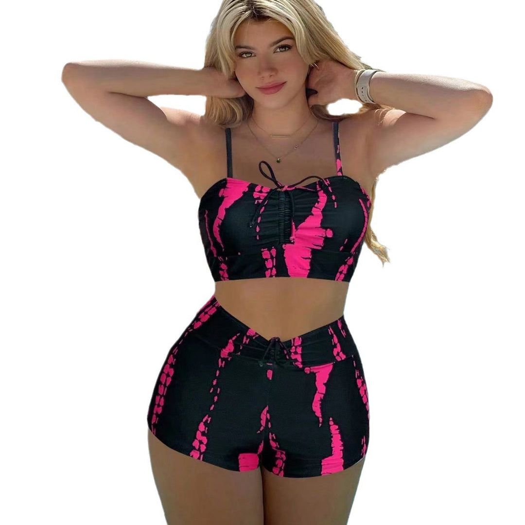 Damer Sporty bikini sæt med højt skåret underdel og trendy overdel Skovae