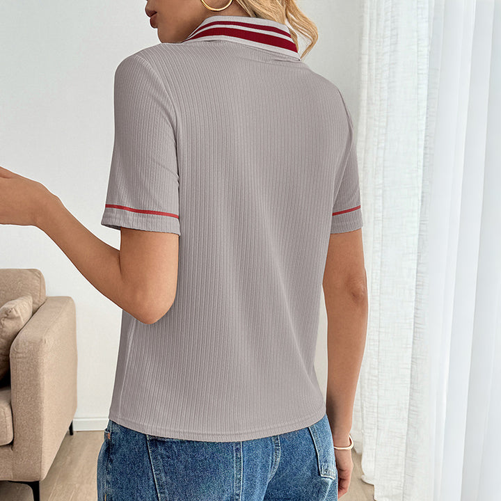 Kvindernes polo skjorte med elegant stribe binding Stilla