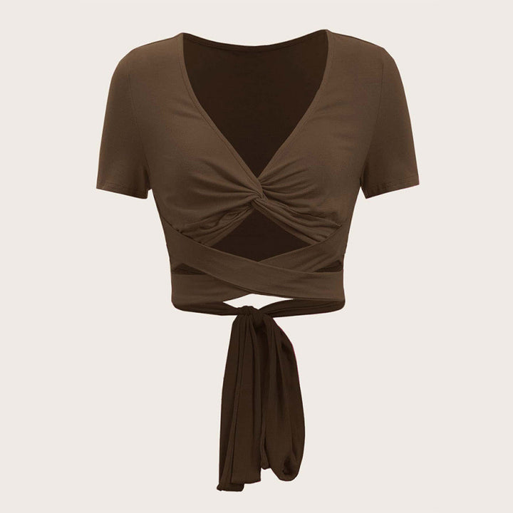 Dame En-side draperet Crop-Top med bindebælte Skovae