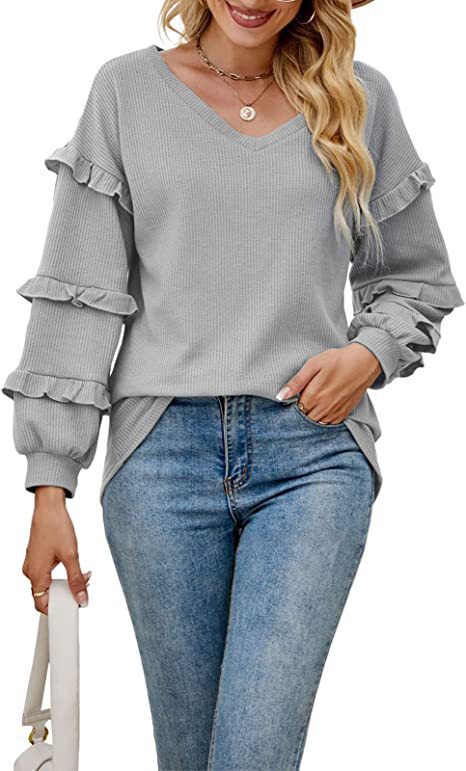 Dame mode sweatshirt med flæse detaljer Stilla