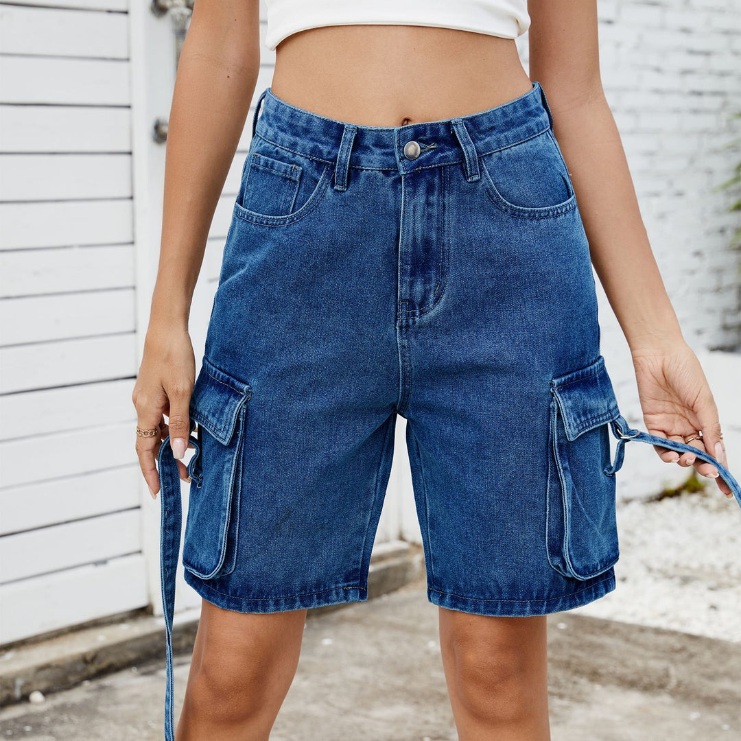 Dame Cargo-shorts i afslappet, høj taljesnit med praktiske sidelommer Stilla
