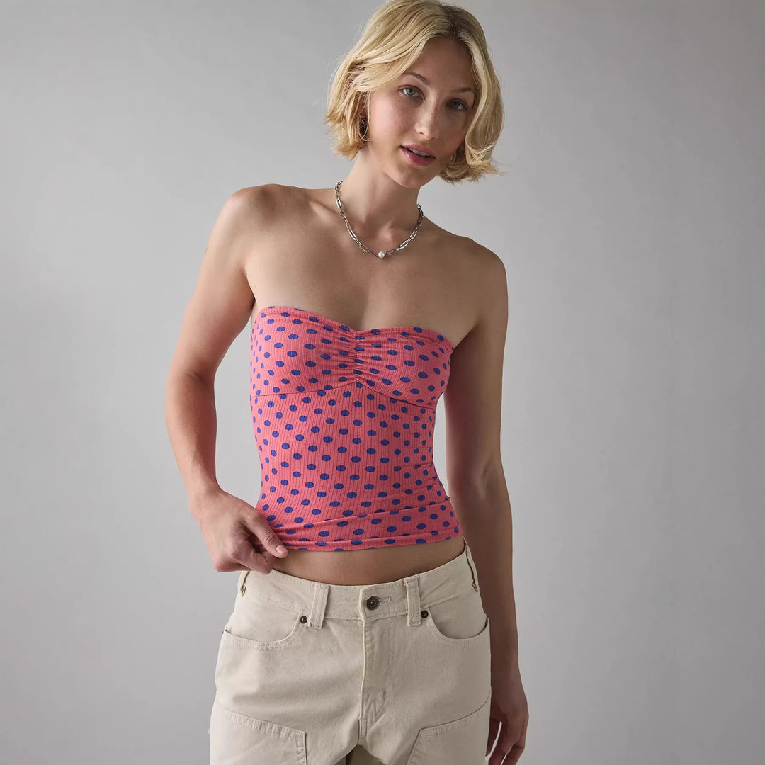 Dame bandeau-top med raffinerede striber Skovae