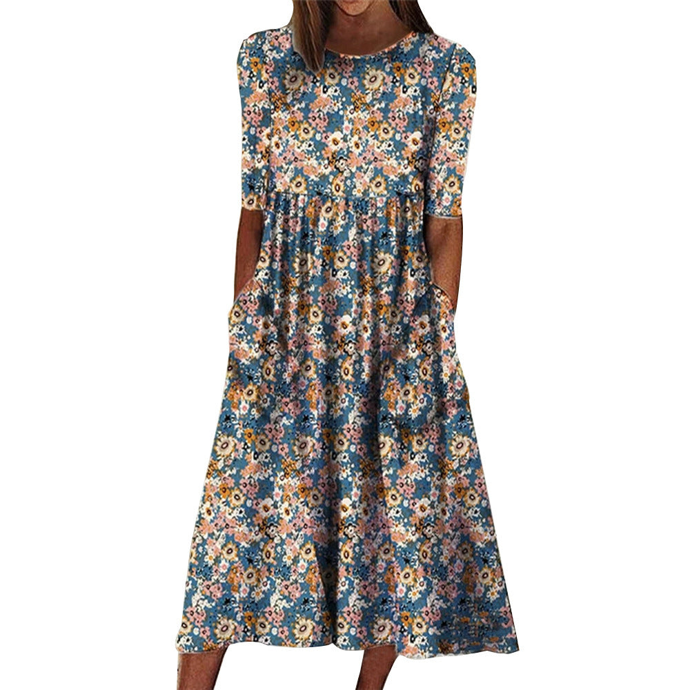 Dame Flydende Floral Midikjole Stilla