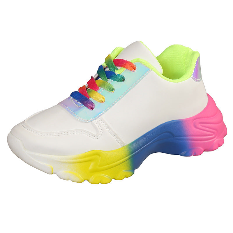 Dame Sporty Sneakers med farverige snørebånd og farvegradient Stilla