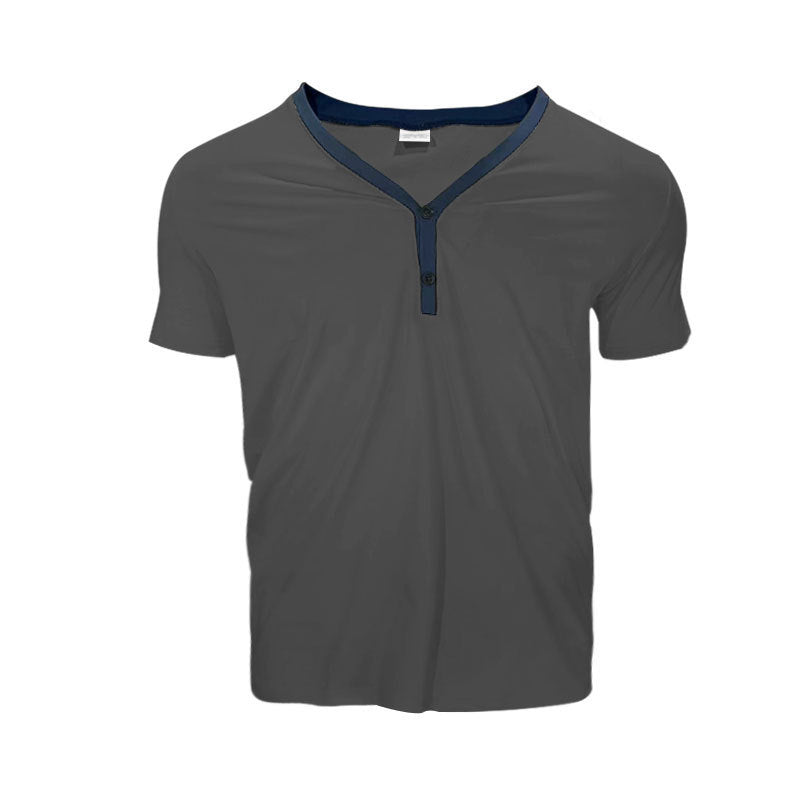 Herrer Korte ærmer Henley T-Shirt med stilfuld krave og to knapper Stilla