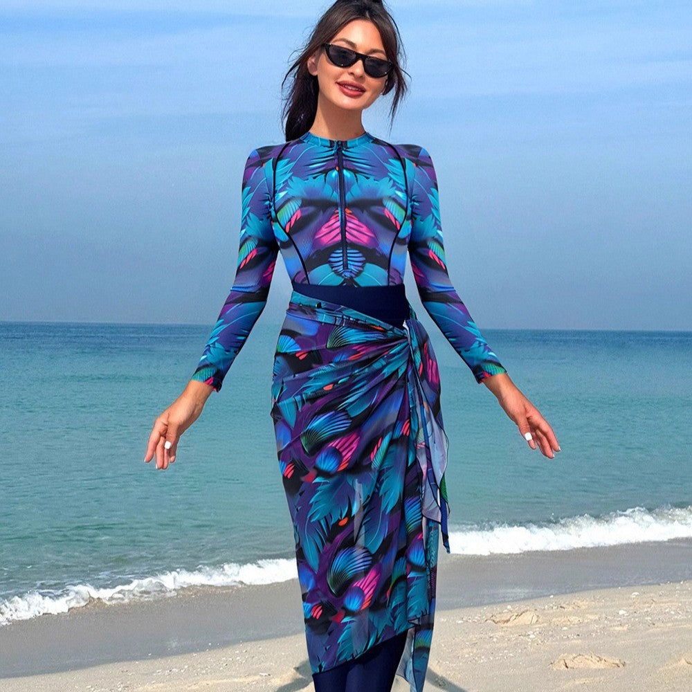 Dame Moderne UV-beskyttelse Badedragt med Wrap Skirt Skovae