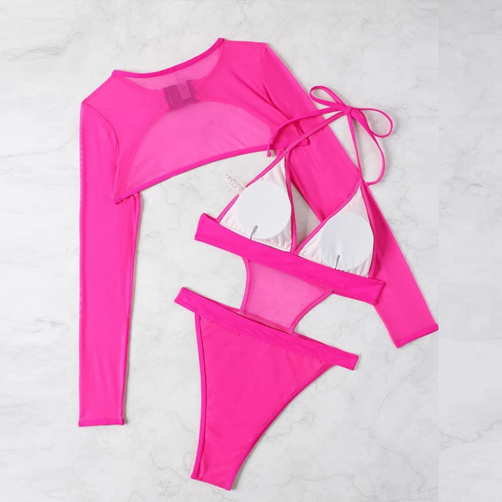 Dame one-piece badedragt med mode cut-out og lange ærmer Skovae