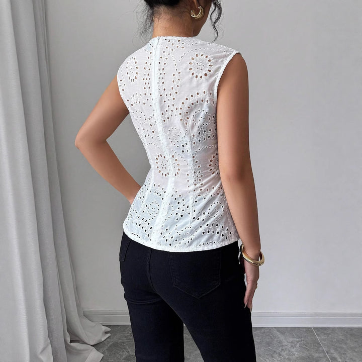 Dame Elegant top med knapdetaljer Skovae