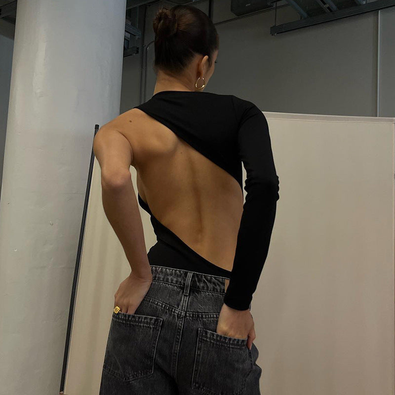 Dame Langærmet Bodysuit med asymmetrisk snit og elegant design Stilla