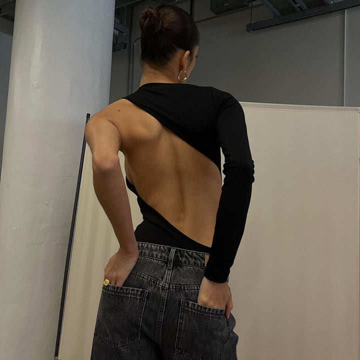 Dame Langærmet Bodysuit med asymmetrisk snit og elegant design Stilla
