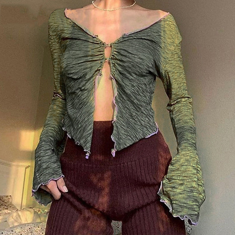 Dame kreativ langærmet top med asymmetrisk cut-out-design Stilla