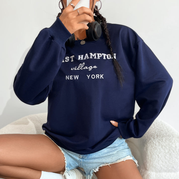 Kvinders afslappede sweatshirt med kreativ tekst og behagelig pasform Stilla