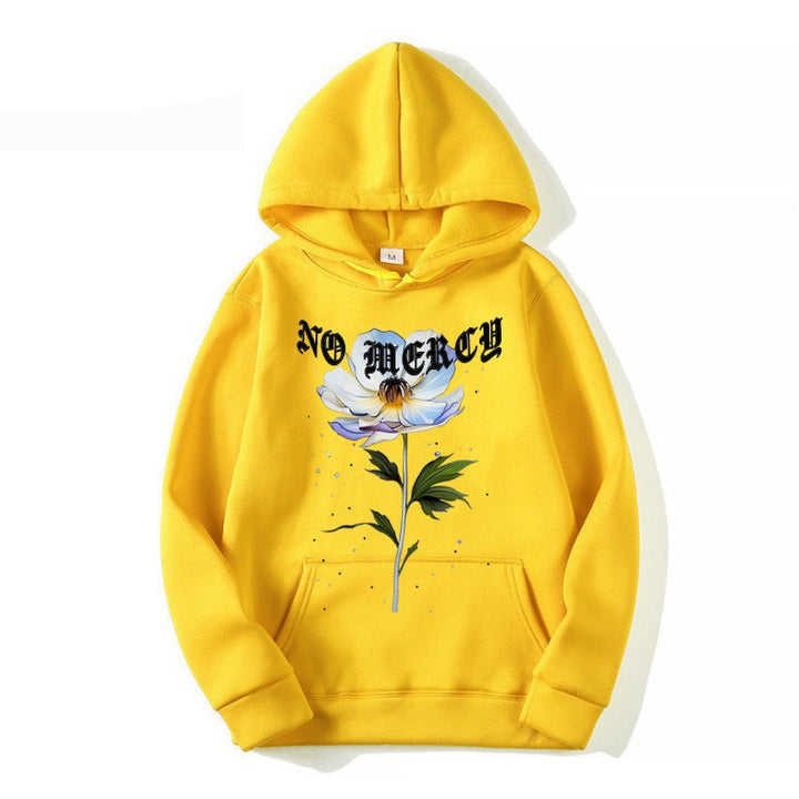 Kvinders hoodie med blomsterprint og fremtrædende tryk Skovae
