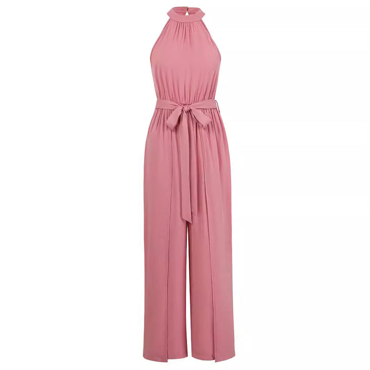 Dame Højhalset Jumpsuit med elegant spalte design Stilla