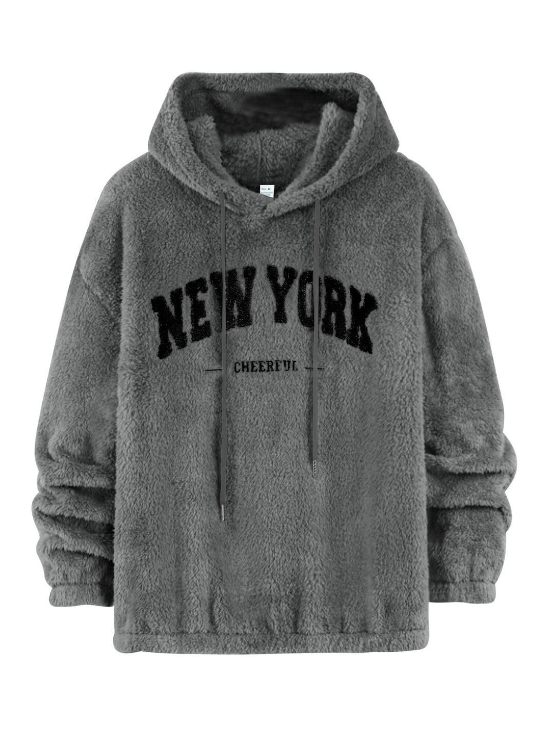Unisex nan hyggelig fleece-hættetrøje med chenille-logo, hætte og elastisk bund Skovae