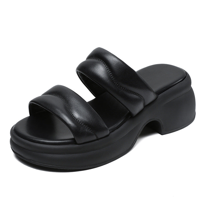 Dame Chunky Plateau Slide Sandaler med Polstring og stilfulde Remme Stilla