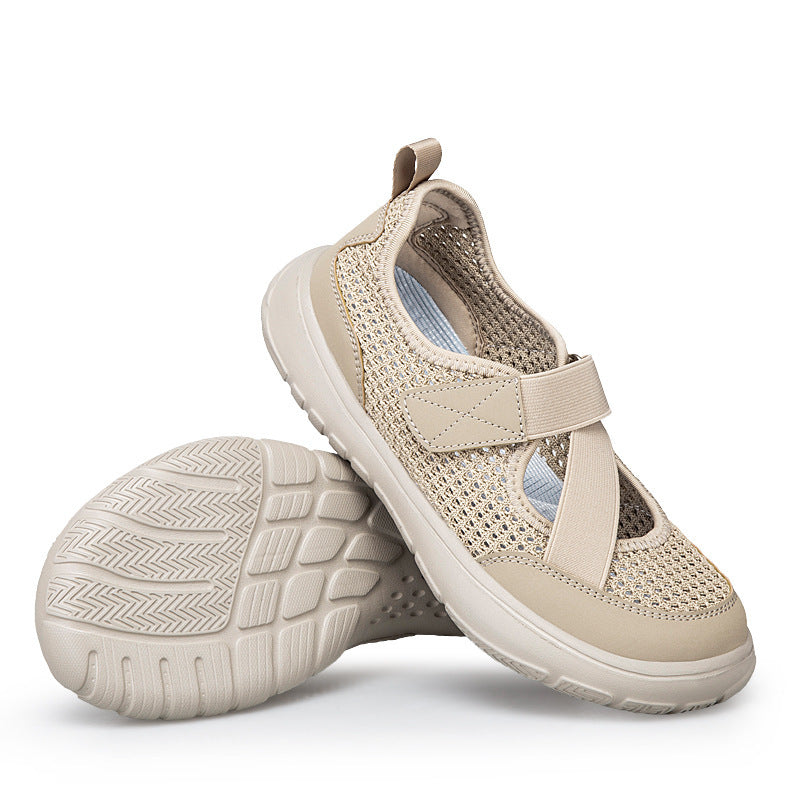Damer nan åndbar strik-rem sneaker med velcro lukning polstret komfortsål og fleksibel profilløbesål Skovae
