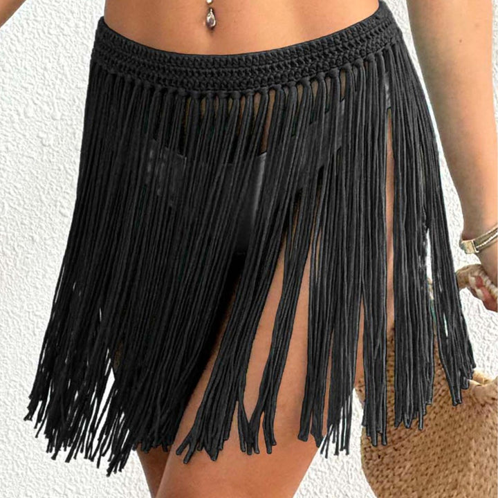 Femme Hæklet Frynse Strand Sarong Vikle Stilla