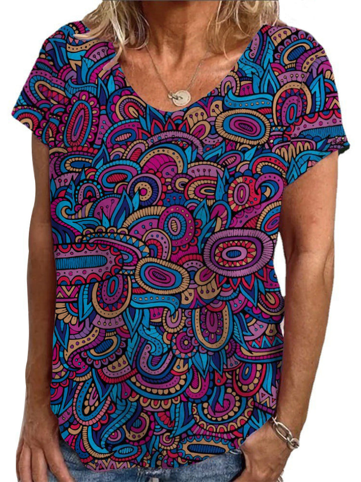 Dame Loose Bluse med farverigt paisleymønster Skovae