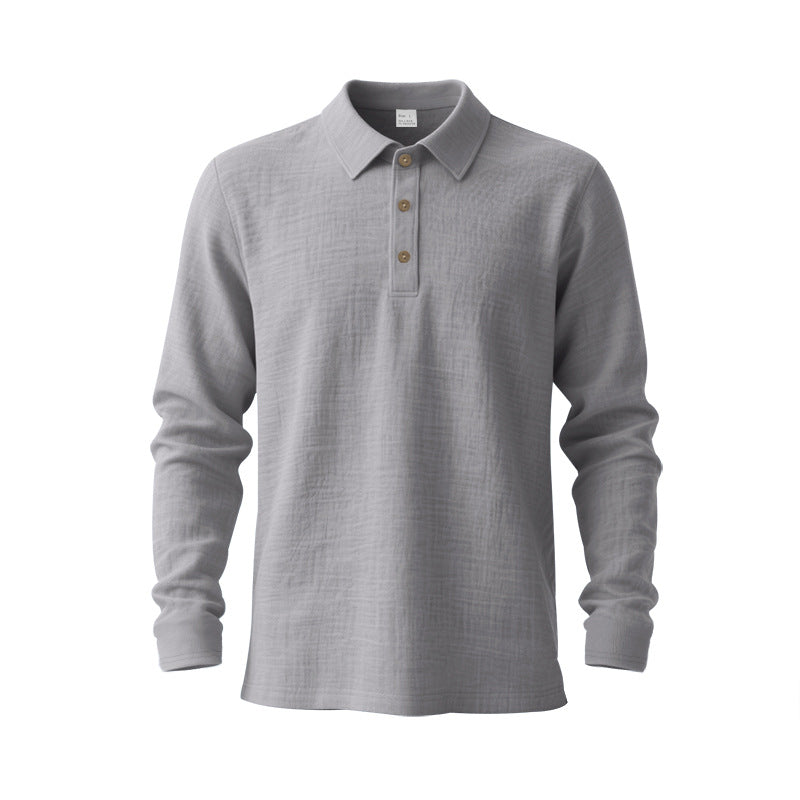 Herrer nan Musselin-langærmet polo t-shirt med skjortekrave, kort knaplukning og naturlig knaplook Skovae