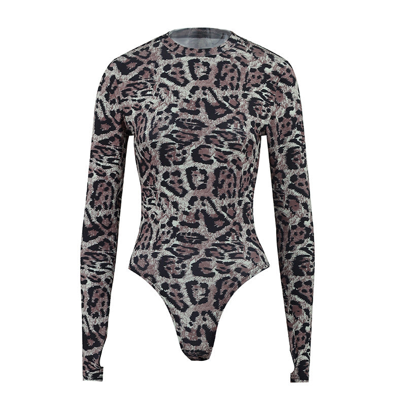Dame Langærmet Bodysuit med moderne Dyremønster Skovae