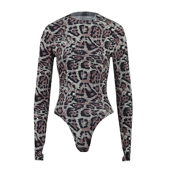Dame Langærmet Bodysuit med moderne Dyremønster Skovae