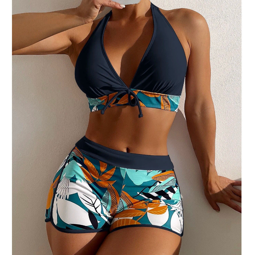 Dame bikini sæt med moderne halterneck-design og sporty high-waist-snit Skovae