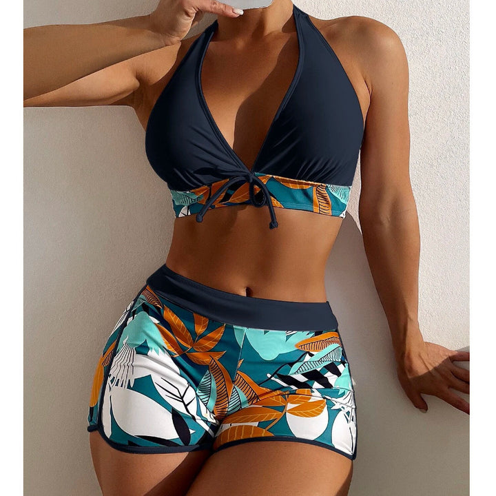 Dame bikini sæt med moderne halterneck-design og sporty high-waist-snit Skovae