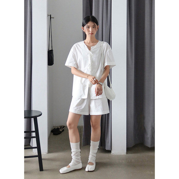 Dame elegante kort shorts med elastisk talje og sidelommer Stilla