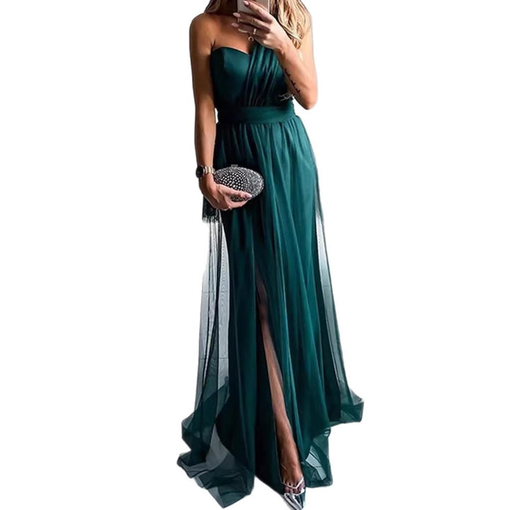 Dame Elegant Aftenkjole med Off-the-Shoulder Skæring og Høj Slid Skovae