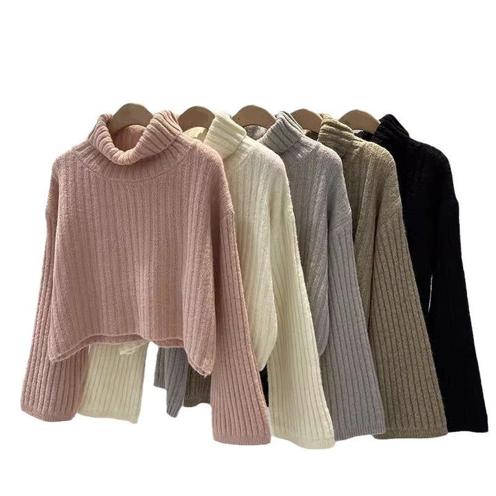 Kvinders hyggelige polokrave sweater med tekstureret strikkemønster Stilla
