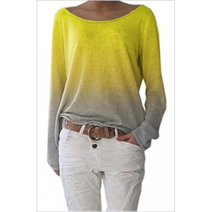 Kvindernes Oversized Sweater med Ombre Design og Bred Rund Udhuling Stilla