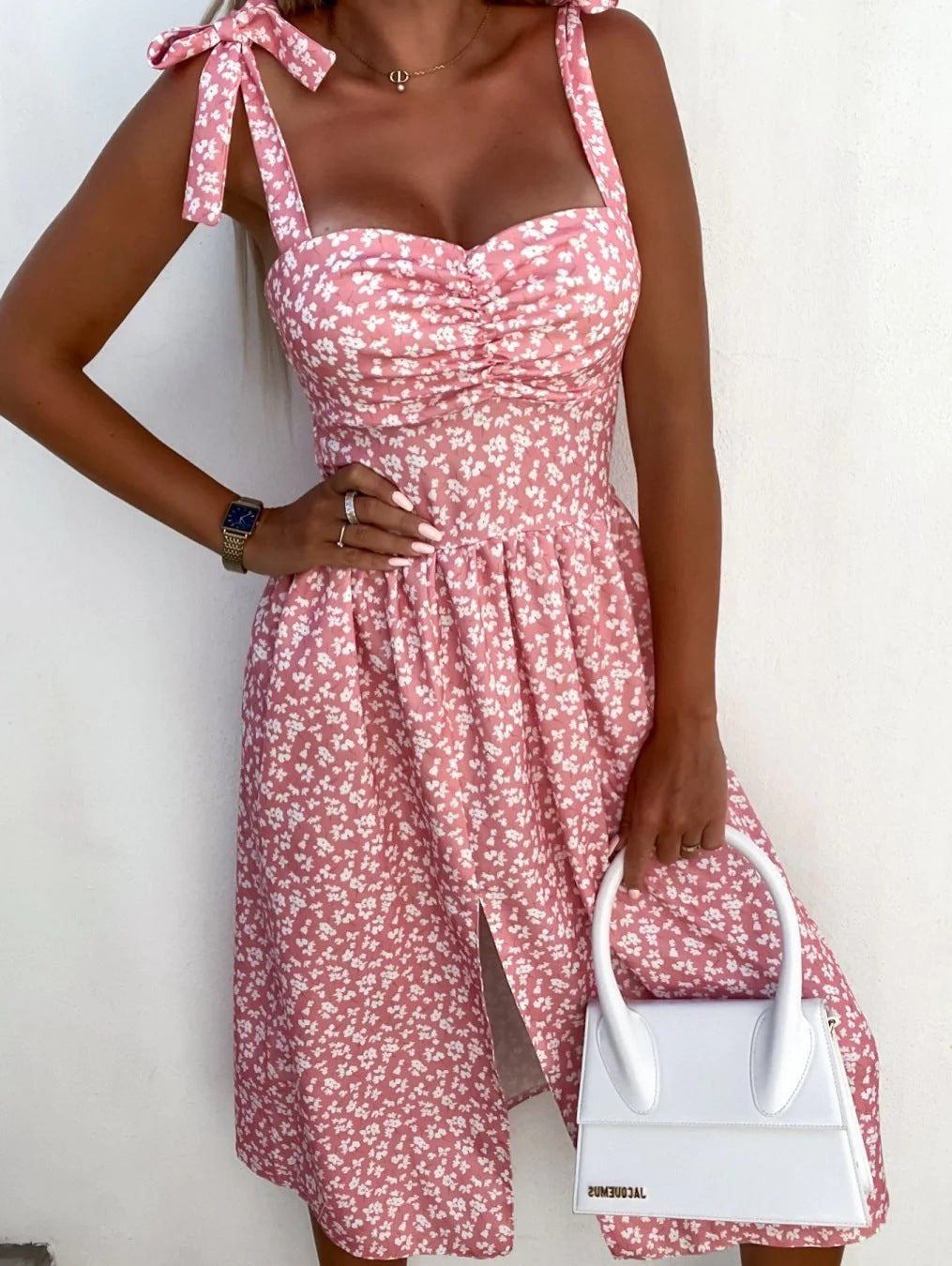 Dame blomsterprint midi kjole Stilla