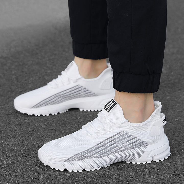 Herrer nan åndbare striksneakers med profileret sål og polstret hælkappe Skovae