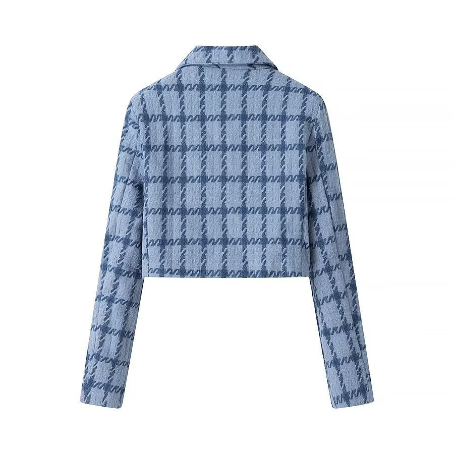 Femme Cropped Teksturiseret Blazer med Dobbelt Knapsystem Stilla