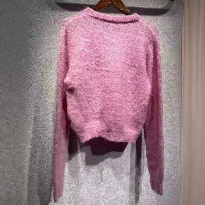 Dame sweater med sødt dyremotiv og fluffy tekstur Stilla