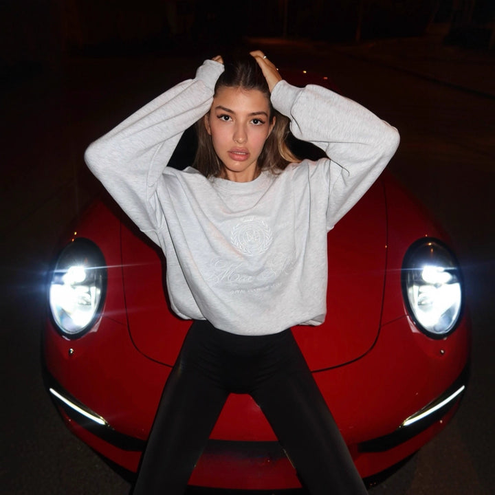 Dame Casual Oversized Sweatshirt med Elegant Broderi Design Stilla