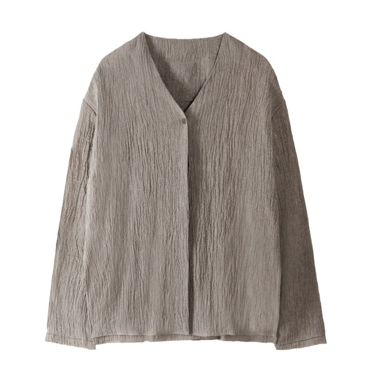 Dame Oversized Blazer med struktureret hør-blanding og afslappet silhuet Stilla