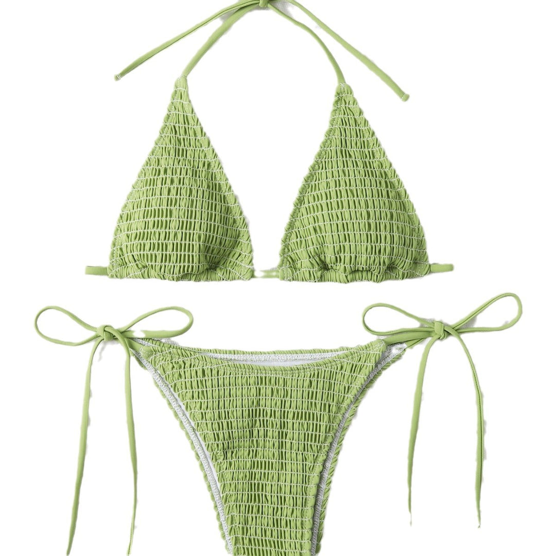 Dame Triangel-Bikini med trendy struktur og justerbare bånd Stilla