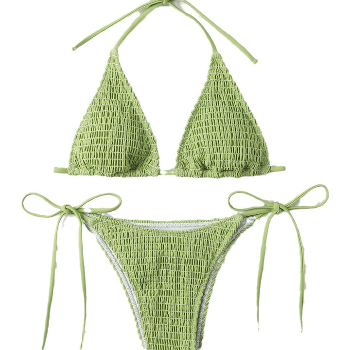 Dame Triangel-Bikini med trendy struktur og justerbare bånd Stilla